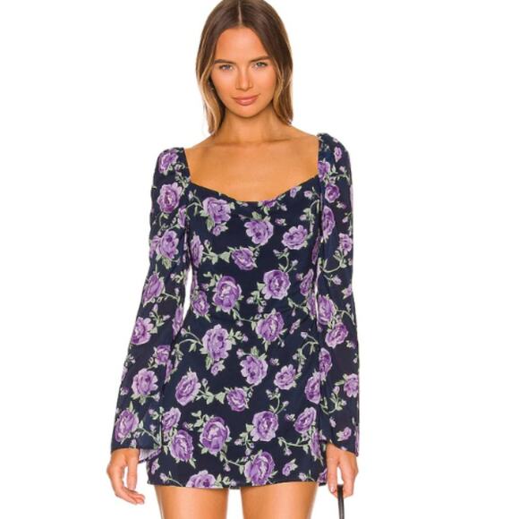 MORE TO COME Dorit Mini Dress in Purple Floral NWT Size Medium & XXS - Picture 1 of 3